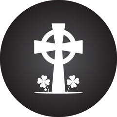 Obraz premium Celtic cross with clover simple icon on colorful background