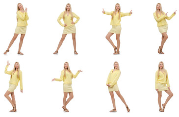 Collage of woman isolated on white