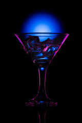 hot drink shots in bar on color abstract background
