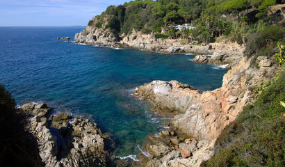 View of Cala Banys beach in Lloret de Mar, Catalonia, Spain