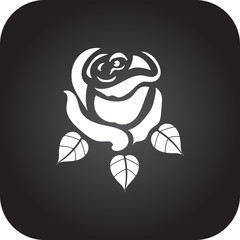 Rose simple icon on colorful background