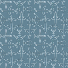 seamless pattern with passenger airplanes number one