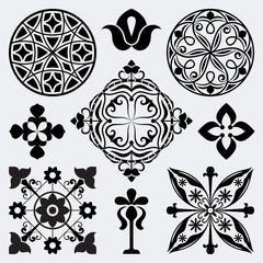 Abstract vintage design elements isolated on white background.