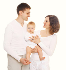 Happy smiling young family having fun together, mother and fathe