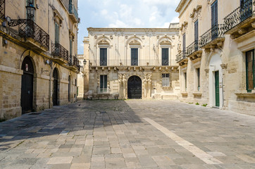 Fototapeta na wymiar Small baroque square in central Lecce, Salento, Italy