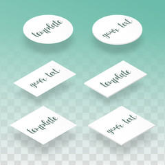 Isometric flat and realistic card template for design presentations. Corporate identity for branding design. Isolated with transparent shadow