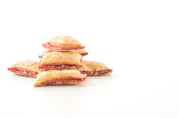 mini pie biscuit with strawberry jam