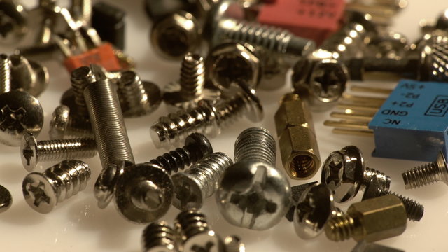 Metal computer screws, jumpers, adapters and other spare parts