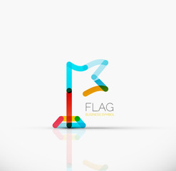 Logo flag, abstract linear geometric business icon