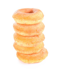 Fresh donuts isolated on white background.