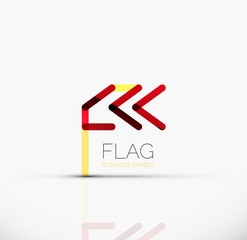 Logo flag, abstract linear geometric business icon