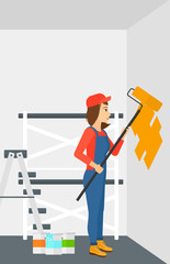 Painter with paint roller.