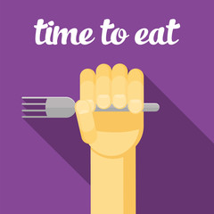 Fototapeta premium time to eat, food, Hand with a fork, eating, cartoon hand, vector hand