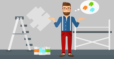 Woman choosing paint color.