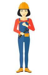 Cheerful repairer with spanner.