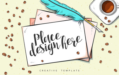 Template design concept sketch illustration for marketing. Concept mockup for Web banner and promotional. Design modern template for printing postcard, poster and presentation. Conceptual background.