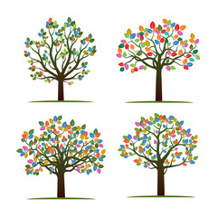 Set Color Trees. Vector Illustration.