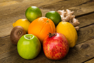 Close up of heap of fruit. Concept of healthy eating and dieting lifestyle