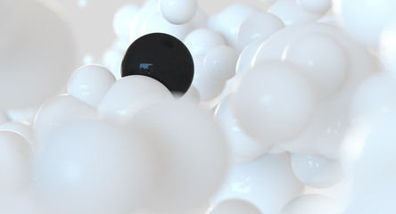 White and black bubbles balls abstract concept background - obrazy, fototapety, plakaty