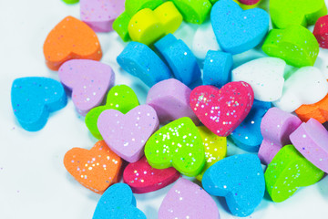 Colorful hearts foam