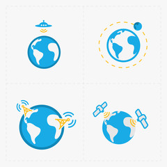 Earth vector icons set on white background. 