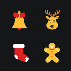 Christmas flat golden icons 