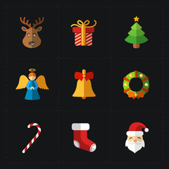 Christmas color icons collection - vector illustration. 