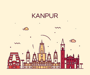 Kanpur skyline detailed vector illustration linear