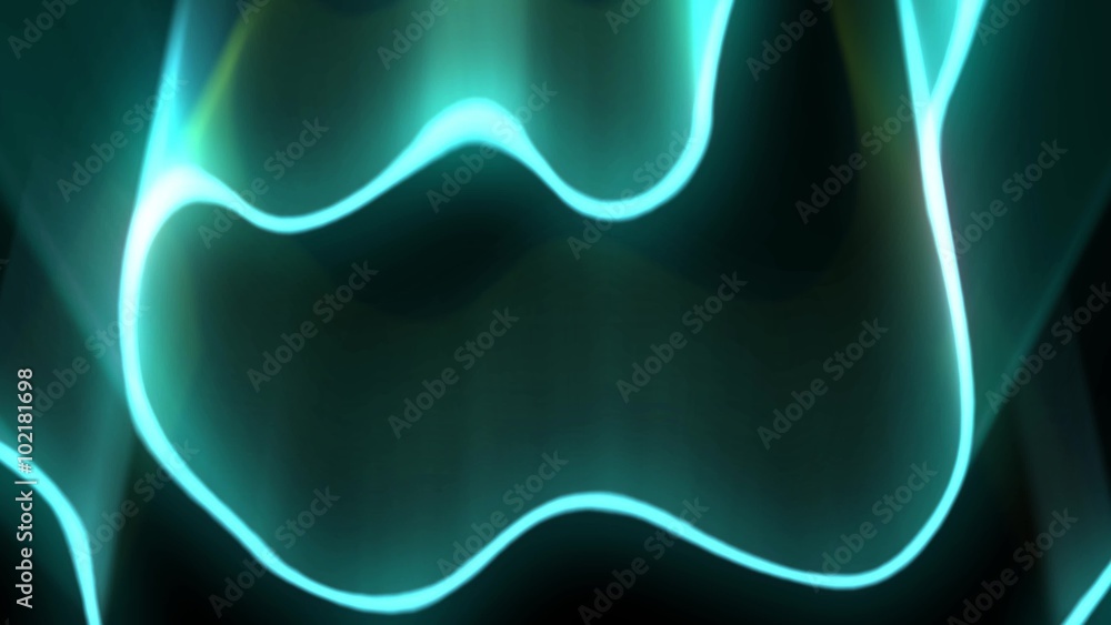 Wall mural abstract animation motion colorful shining aurora or energy waves light and particles moving in blac