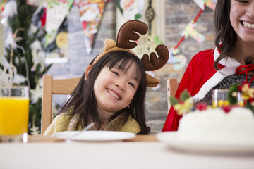 クリスマスケーキと親子