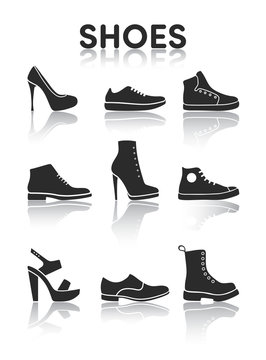 Shoes icons black and white