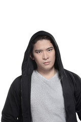 Asian man in hoodie shirt