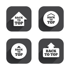 Back to top signs. Scroll up with arrow.