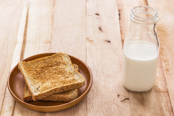 Toast with milk bottle