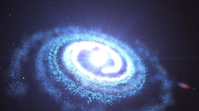 3D galaxy nebula universe with shining star light and stardust rotating and spinning in unlimited space in 4k ultra hd 