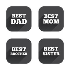 Best mom and dad, brother, sister icons.