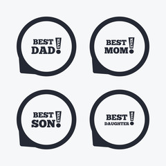 Best mom and dad, son, daughter icons.