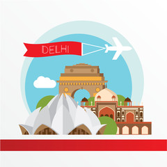 Fototapeta premium Vector silhouette of Delhi India. City skyline.