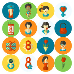 Fototapeta premium Womans Day Icon Set