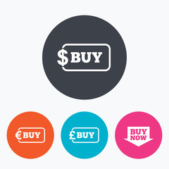 Buy now arrow sign. Online shopping icons.