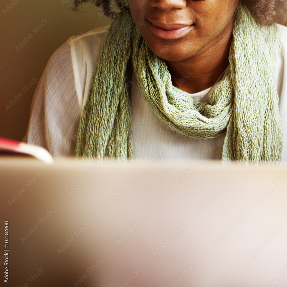 Poster woman connection computer networking wireless concept