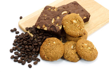 Brownies and cookies With coffee beans
