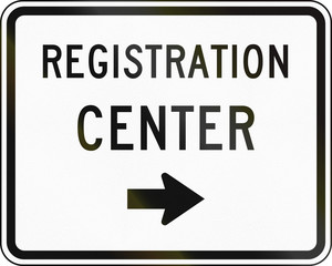United States MUTCD emergency road sign - Registration center