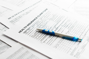 health insurance form, paperwork and questionnaire for insurance