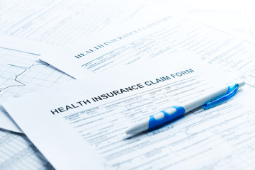 health insurance form, paperwork and questionnaire for insurance