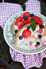 Summer dessert with watermelon 