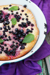 Pies with blueberries, top view
