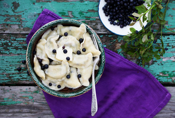 Dumplings with blueberries, Ukrainian dish