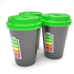 Three paper coffee cups