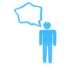 3d man with talk bubbles isolated over a white background